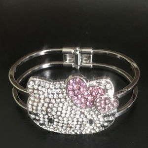 X Large Purple Heart Hello Kitty Crystal Bracelet